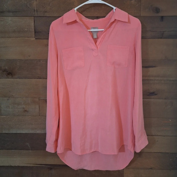 Chico's High Low Long Sleeve Blouse SIZE 0 Womens Size Small/SM - Picture 1 of 10